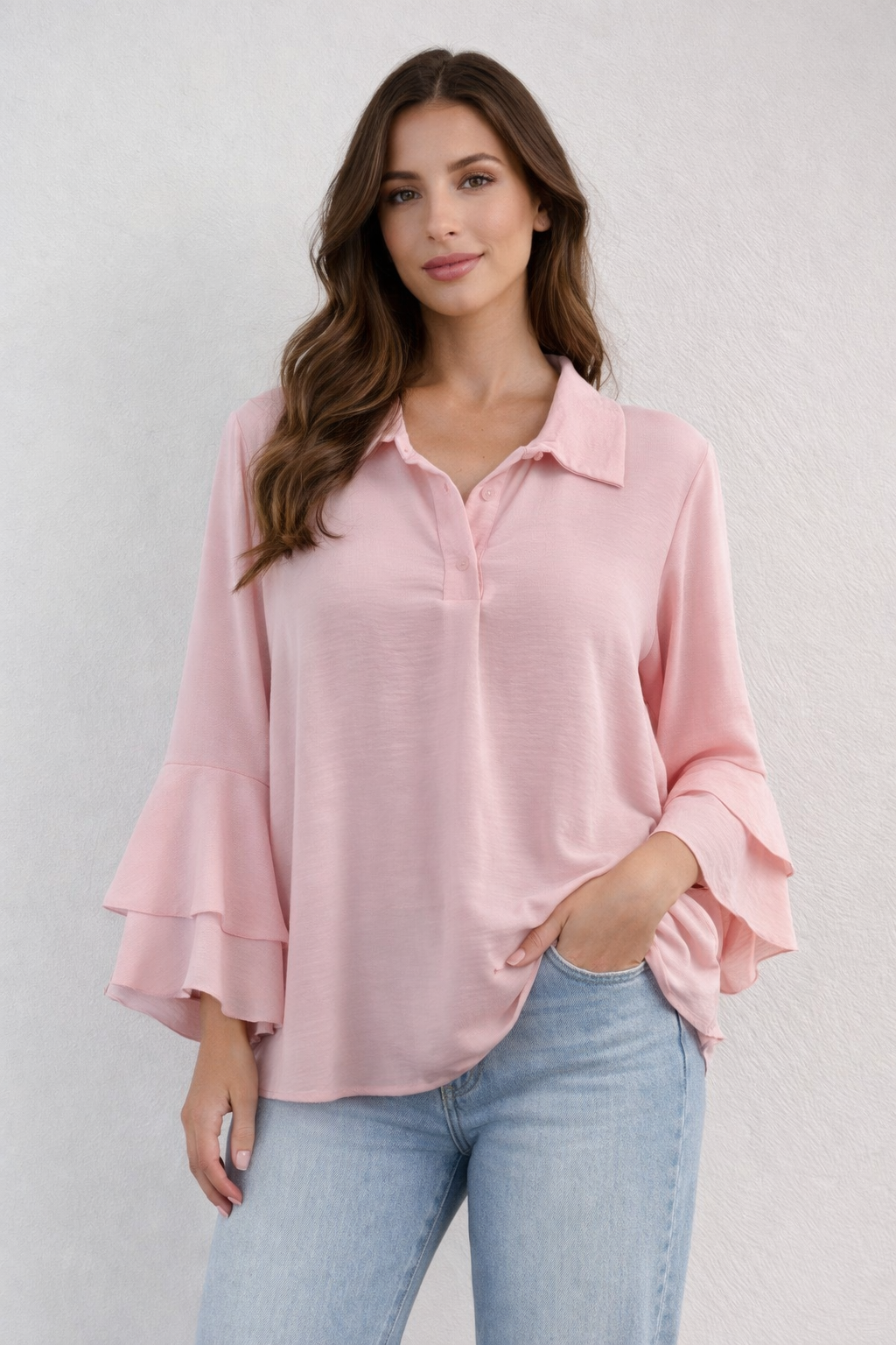 Long Ruffle Sleeve Top