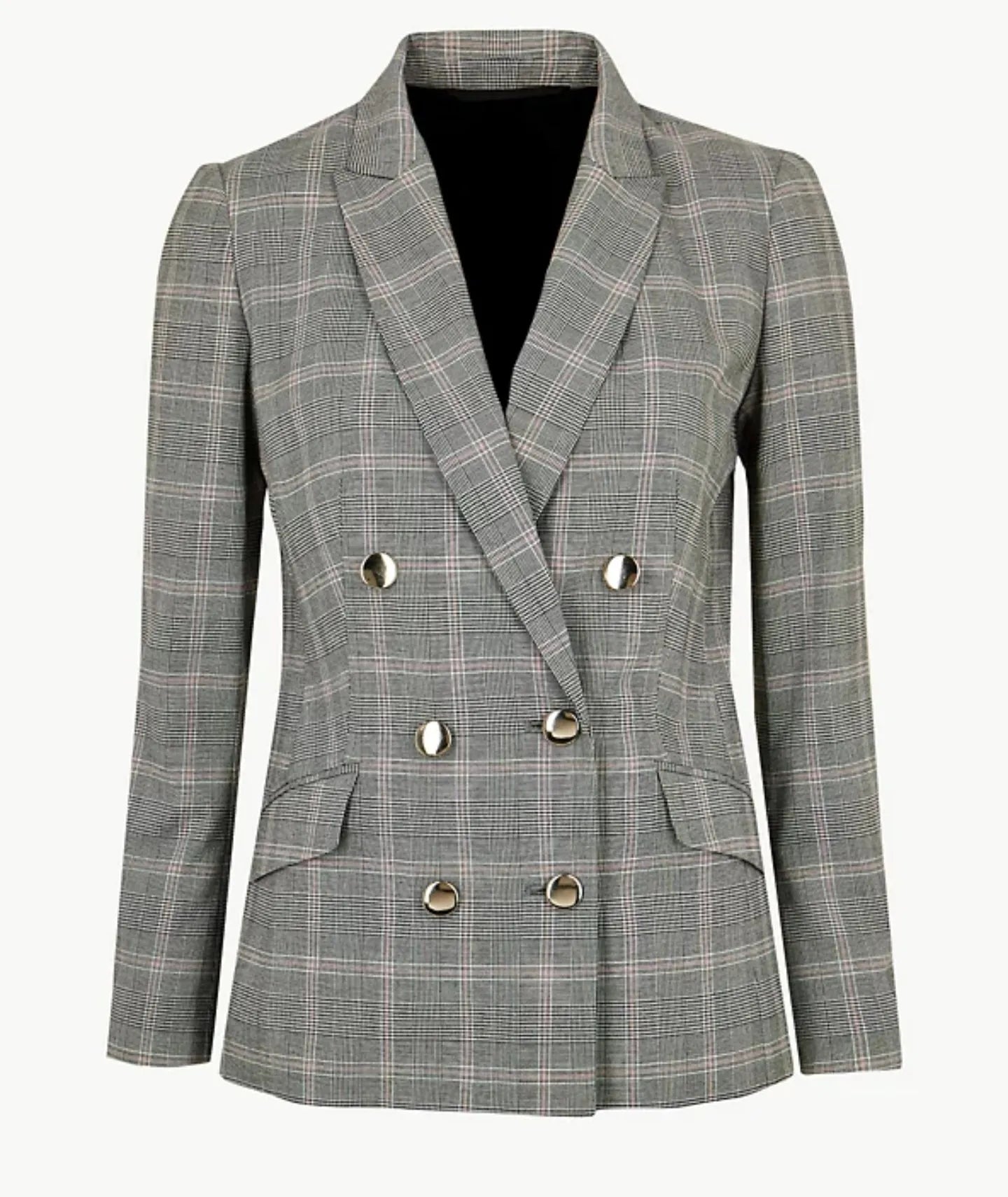 Checkered Double Breasted Blazer