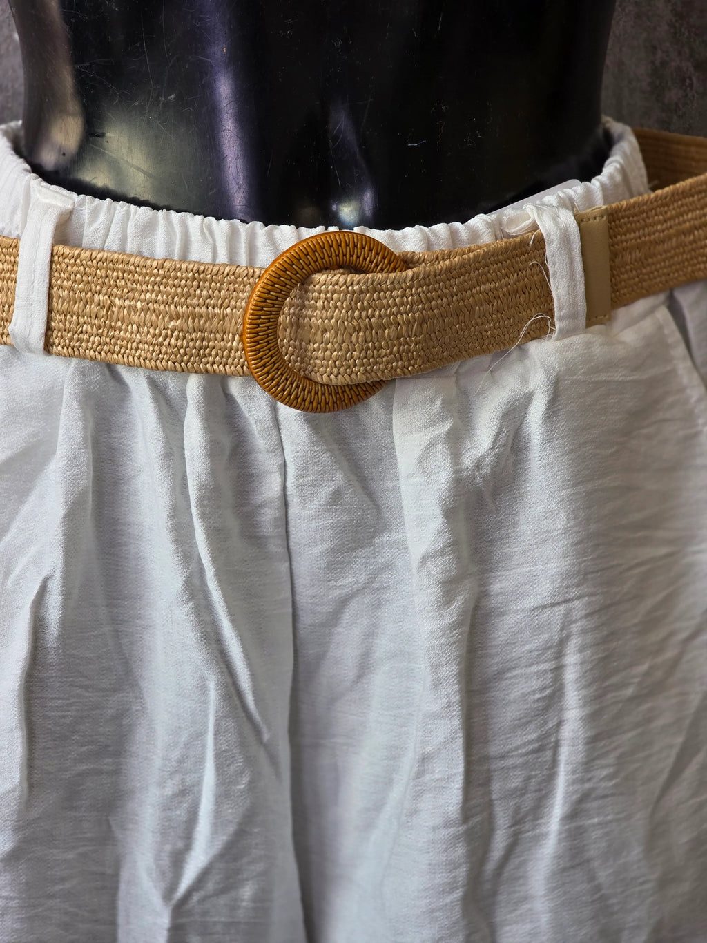 Belted Linen Knee Length Shorts