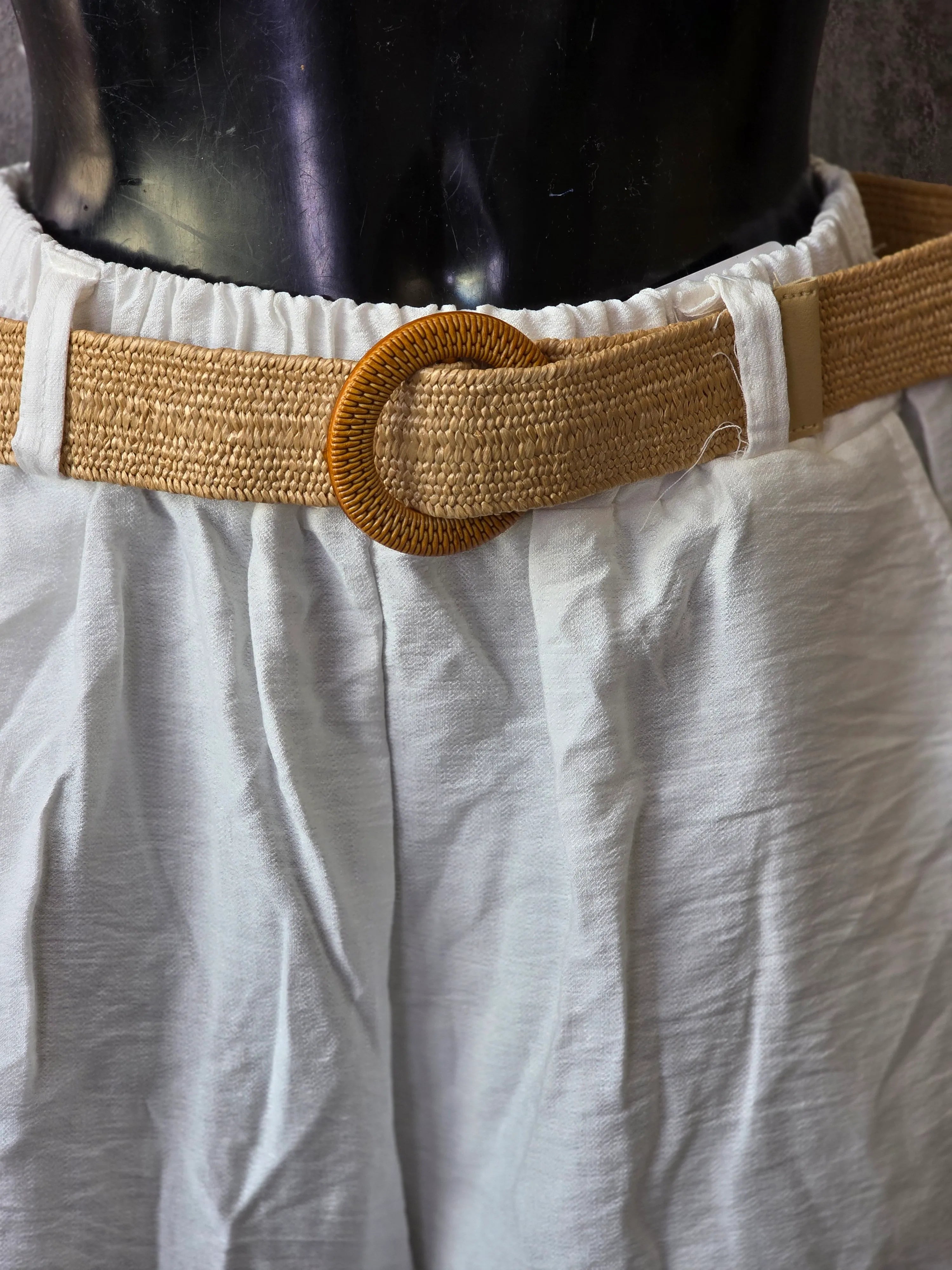 Belted Linen Knee Length Shorts
