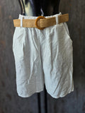 Belted Linen Knee Length Shorts