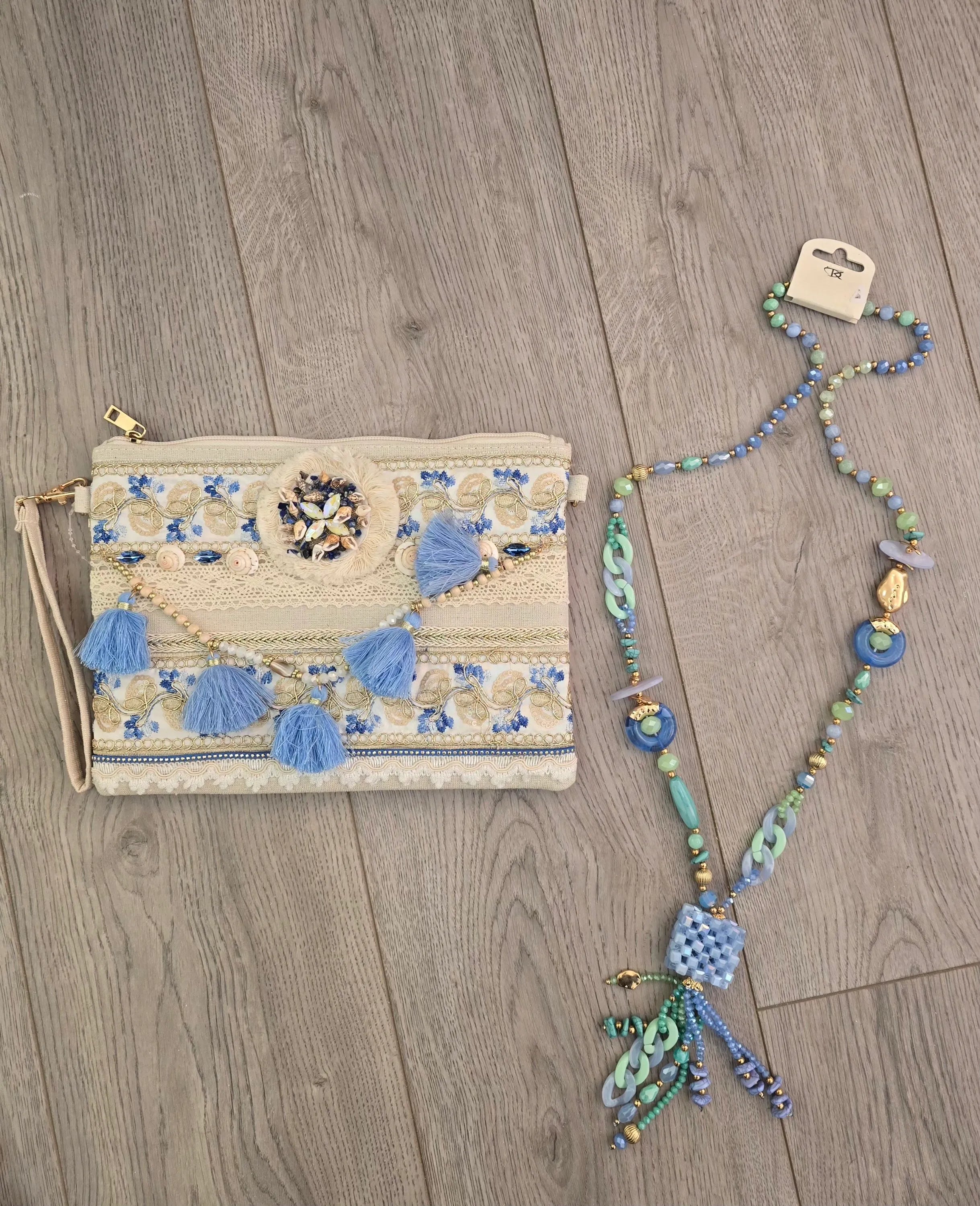 Embellished Envelope Bag and Matching Necklace