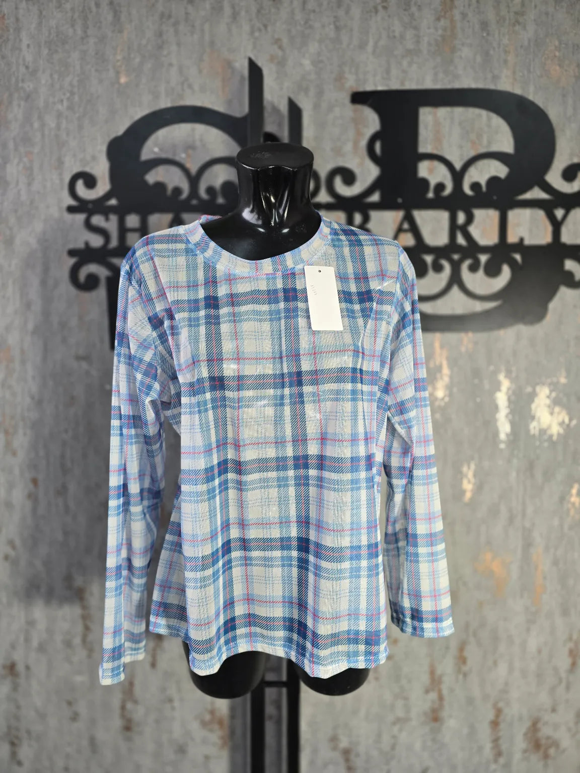 Checkered Mesh Blouse