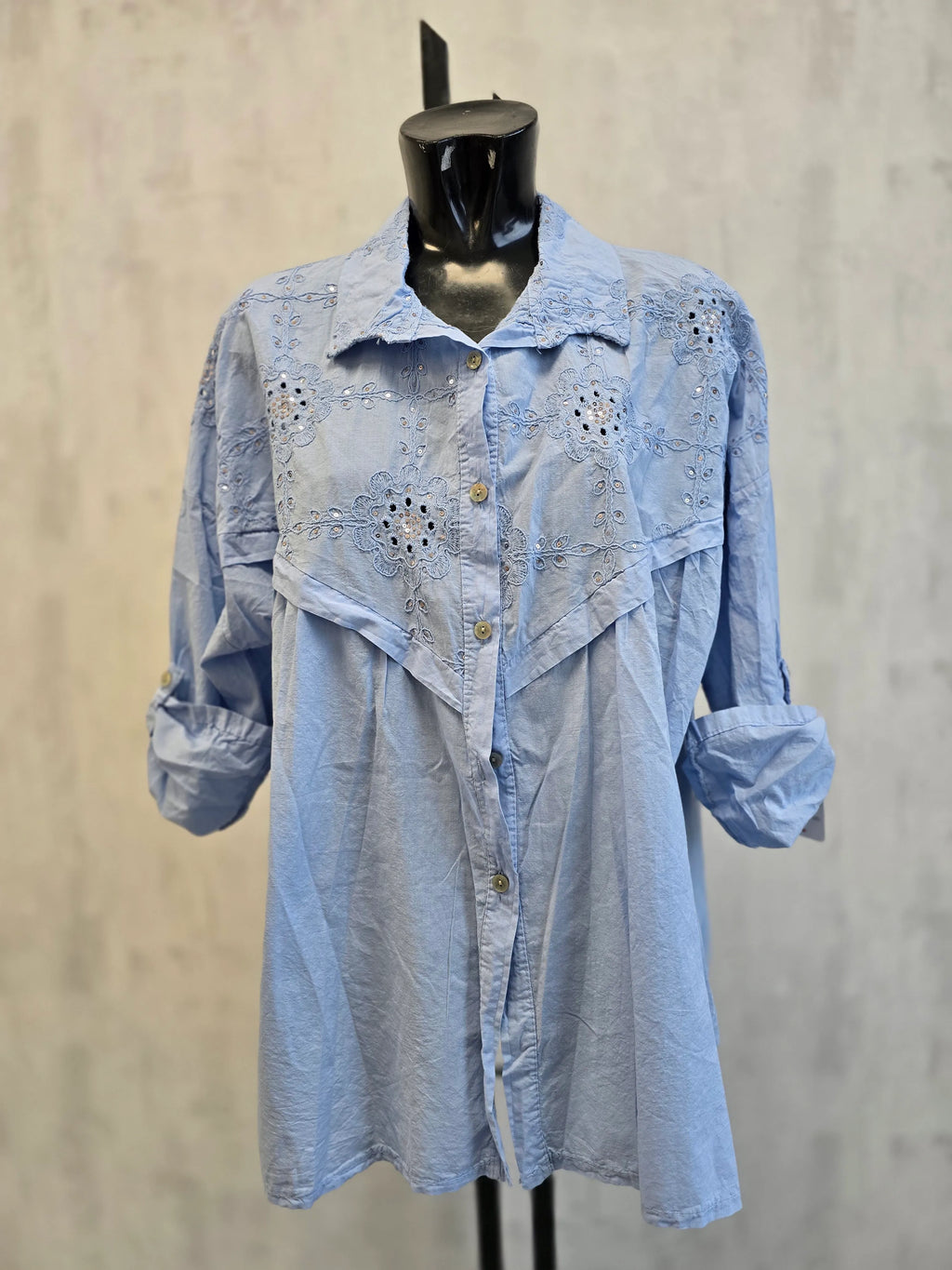 Sequin 3/4 Sleeve Shirt