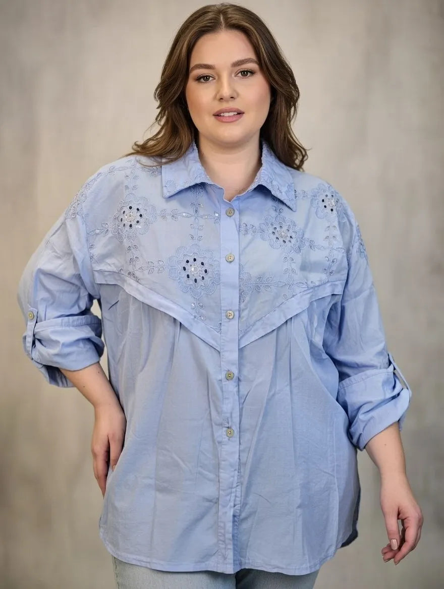 Sequin 3/4 Sleeve Shirt