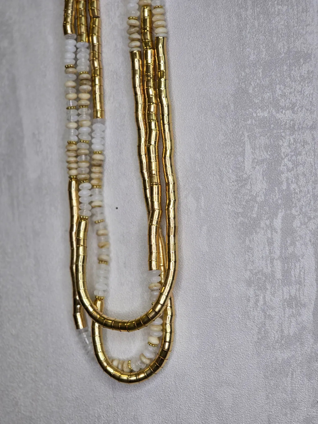 Long Gold Beaded Necklace