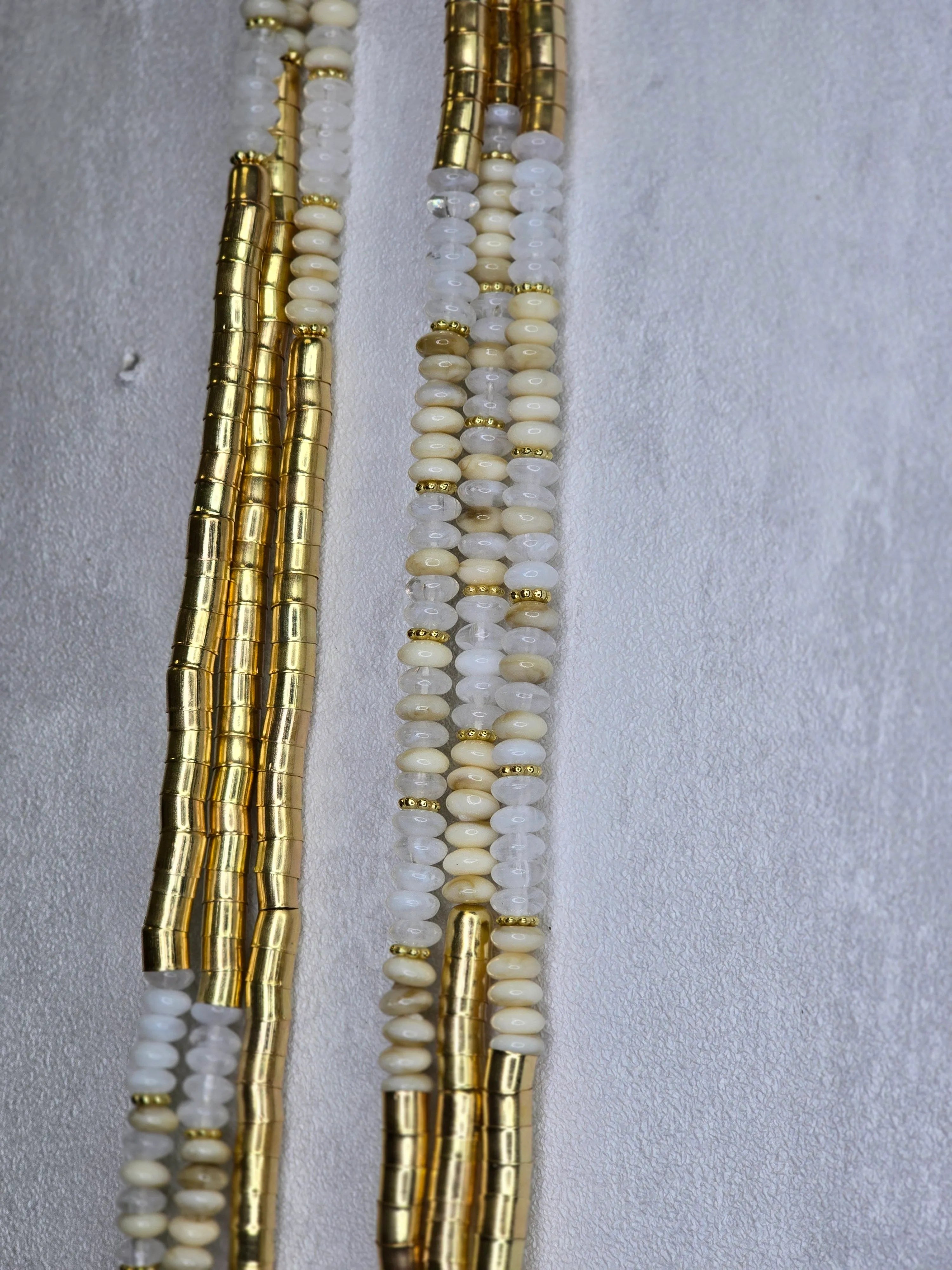 Long Gold Beaded Necklace
