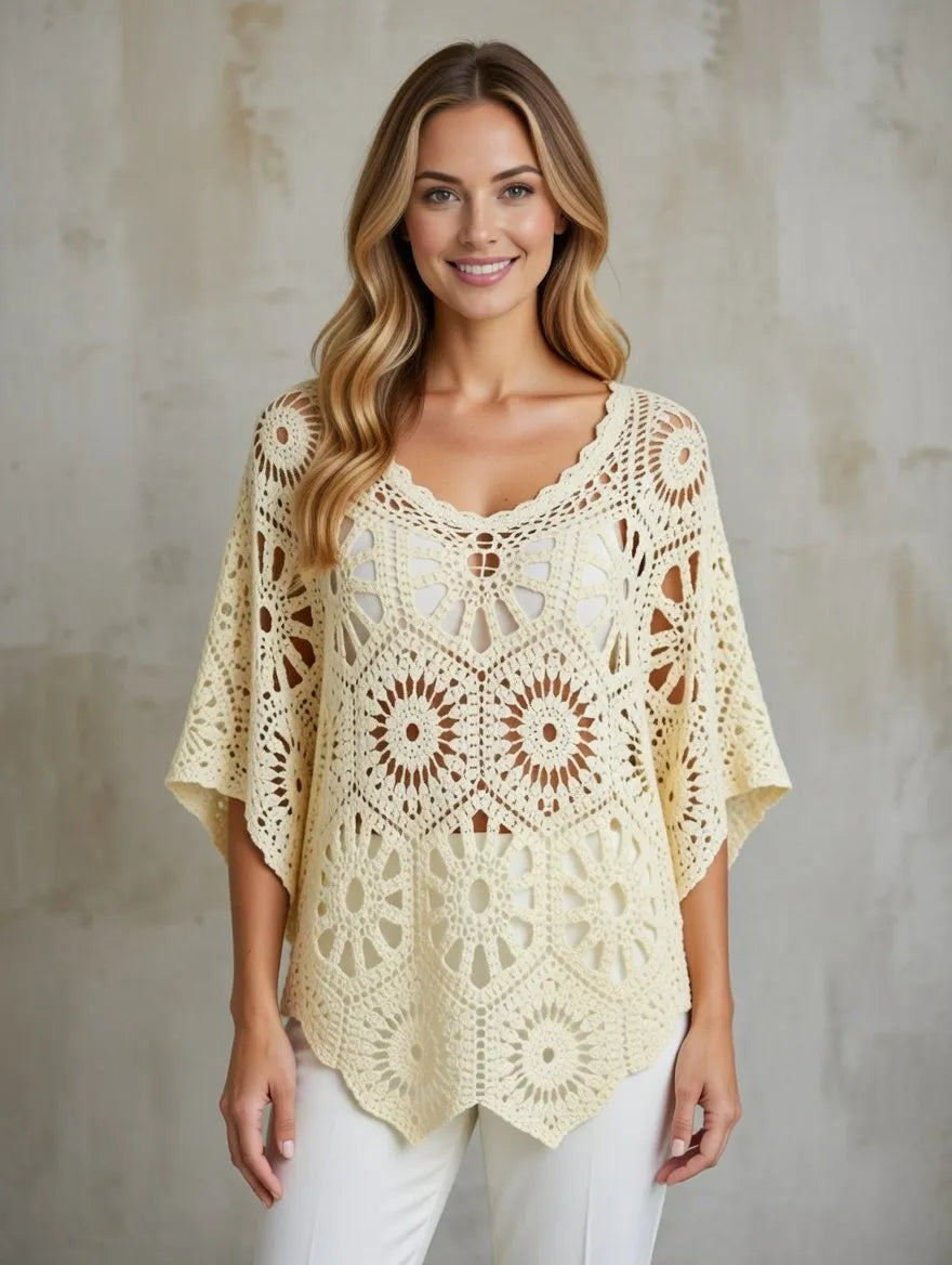 Crochet Batwing Top with Vest
