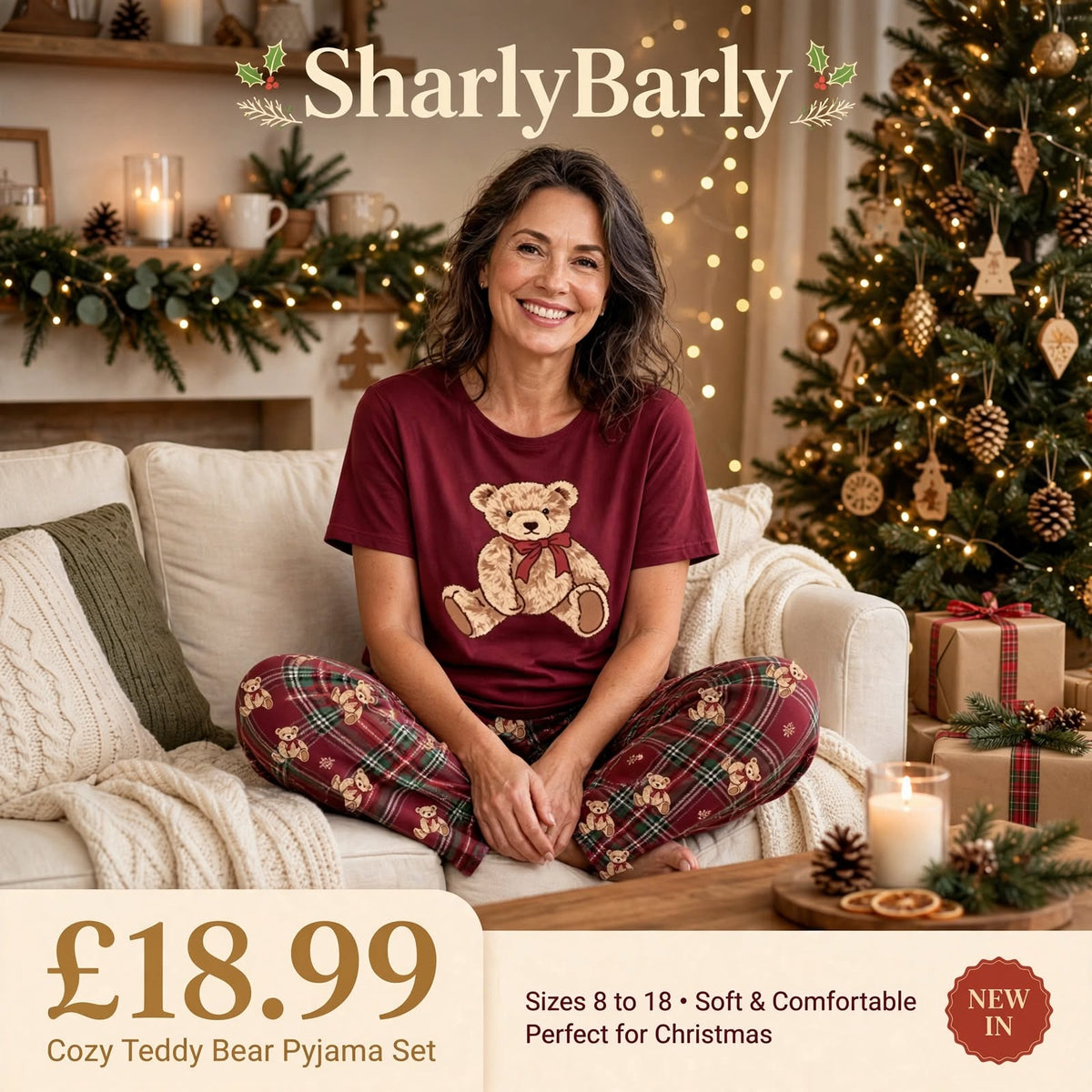 Christmas Teddy Pajamas - Wine