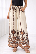 Wide Leg Patterned Trousers