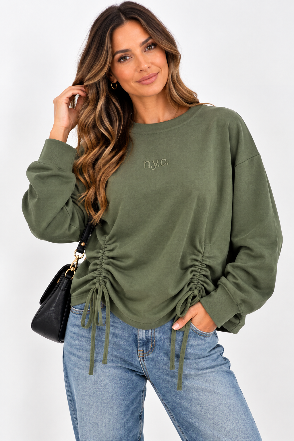 NYC Ruched Side Sweatshirt