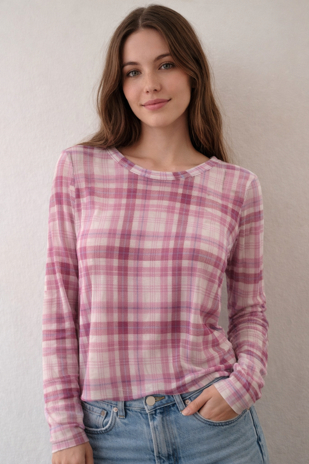 Checkered Mesh Blouse