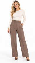 Chain Detail Wide-Leg Trousers