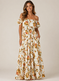 Gold Fleck Floral Maxi Dress