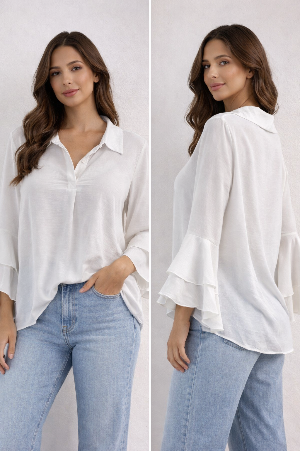 Long Ruffle Sleeve Top