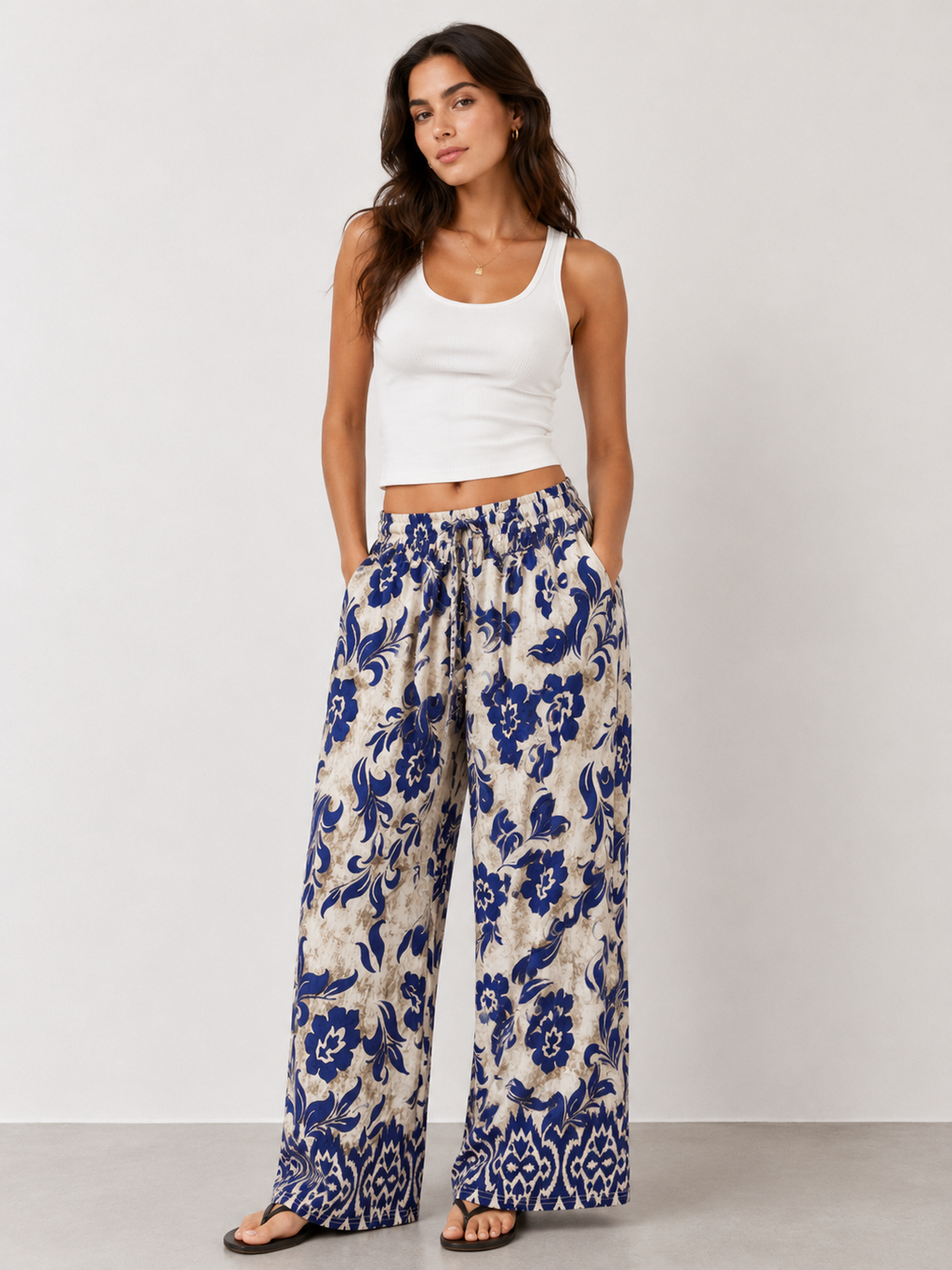 Paisley Print Cotton Trousers