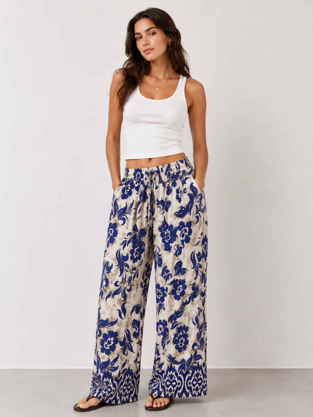 Paisley Print Cotton Trousers