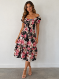 Black Floral Midi Dress