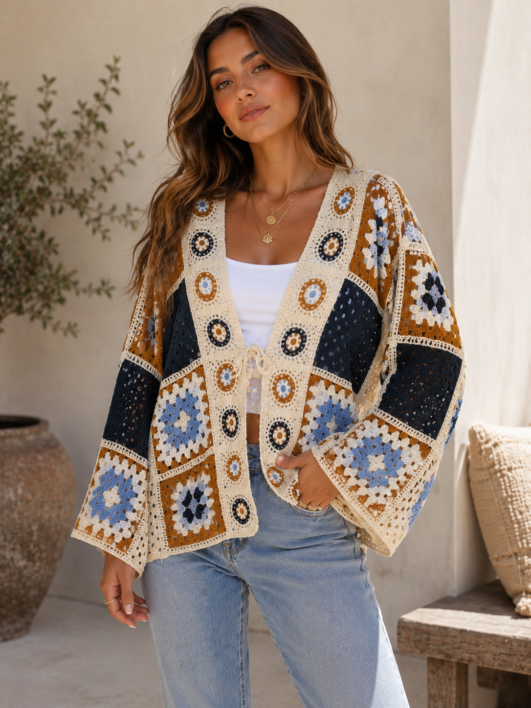 The Sienna Patchwork Crochet Cardigan