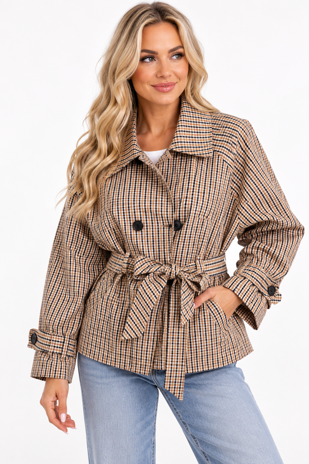 The Harper Check Belted Jacket