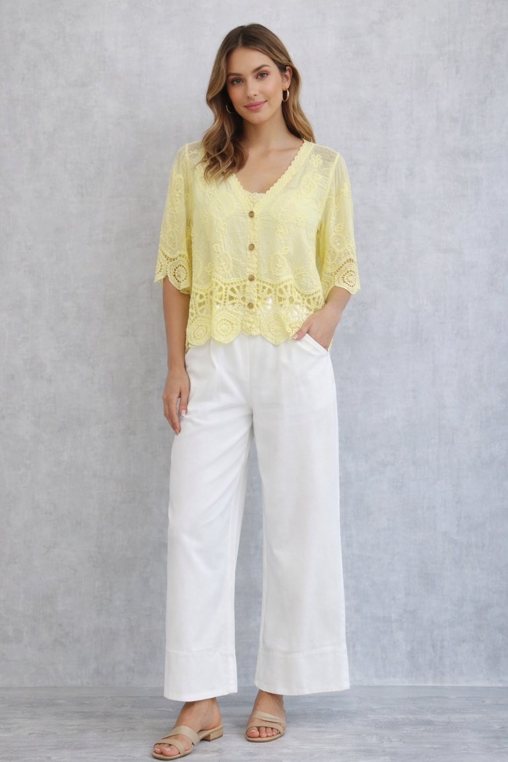 Lace Button Up Blouse