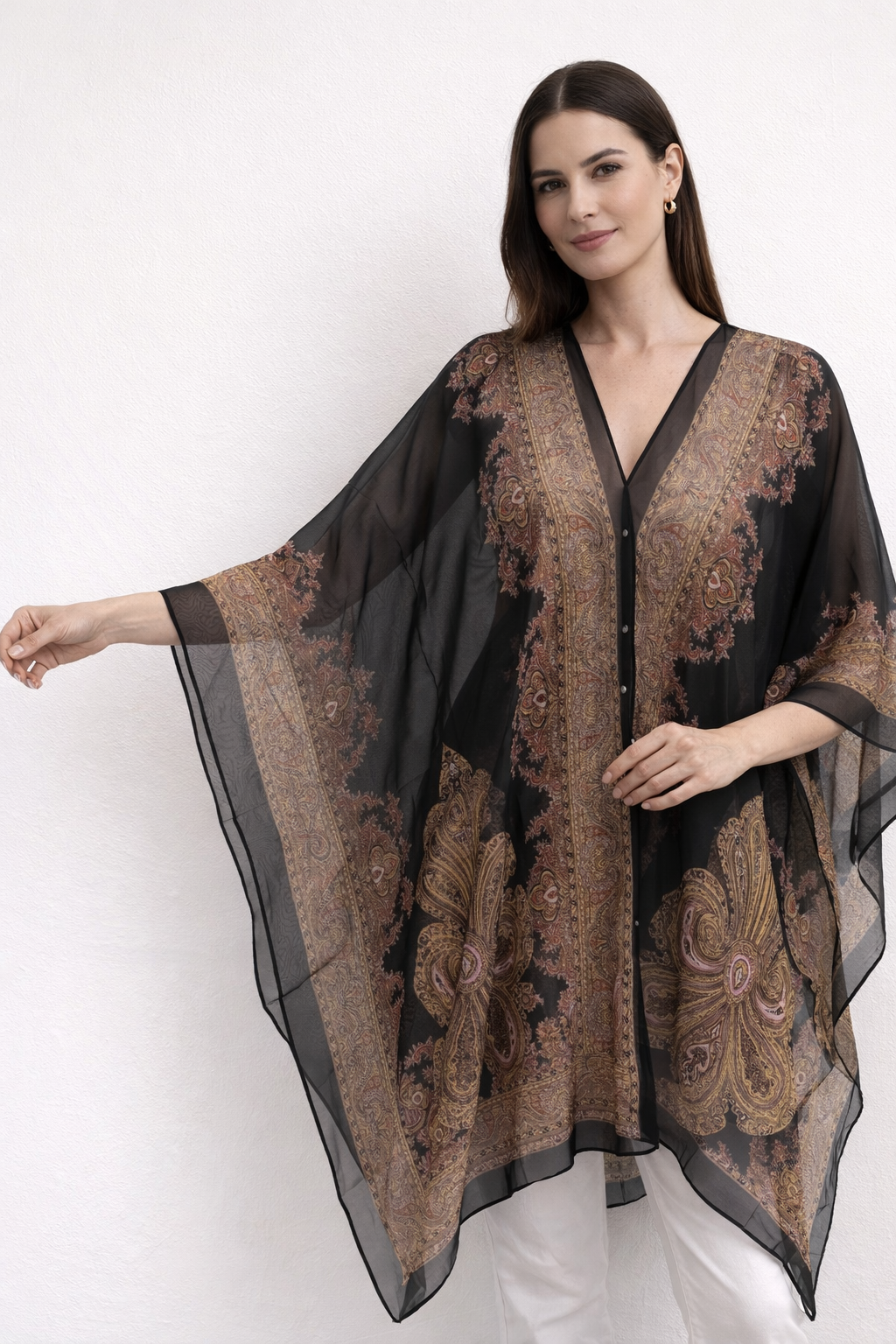 Golden Paisley Sheer Kaftan