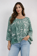 Green Paisley Print Top