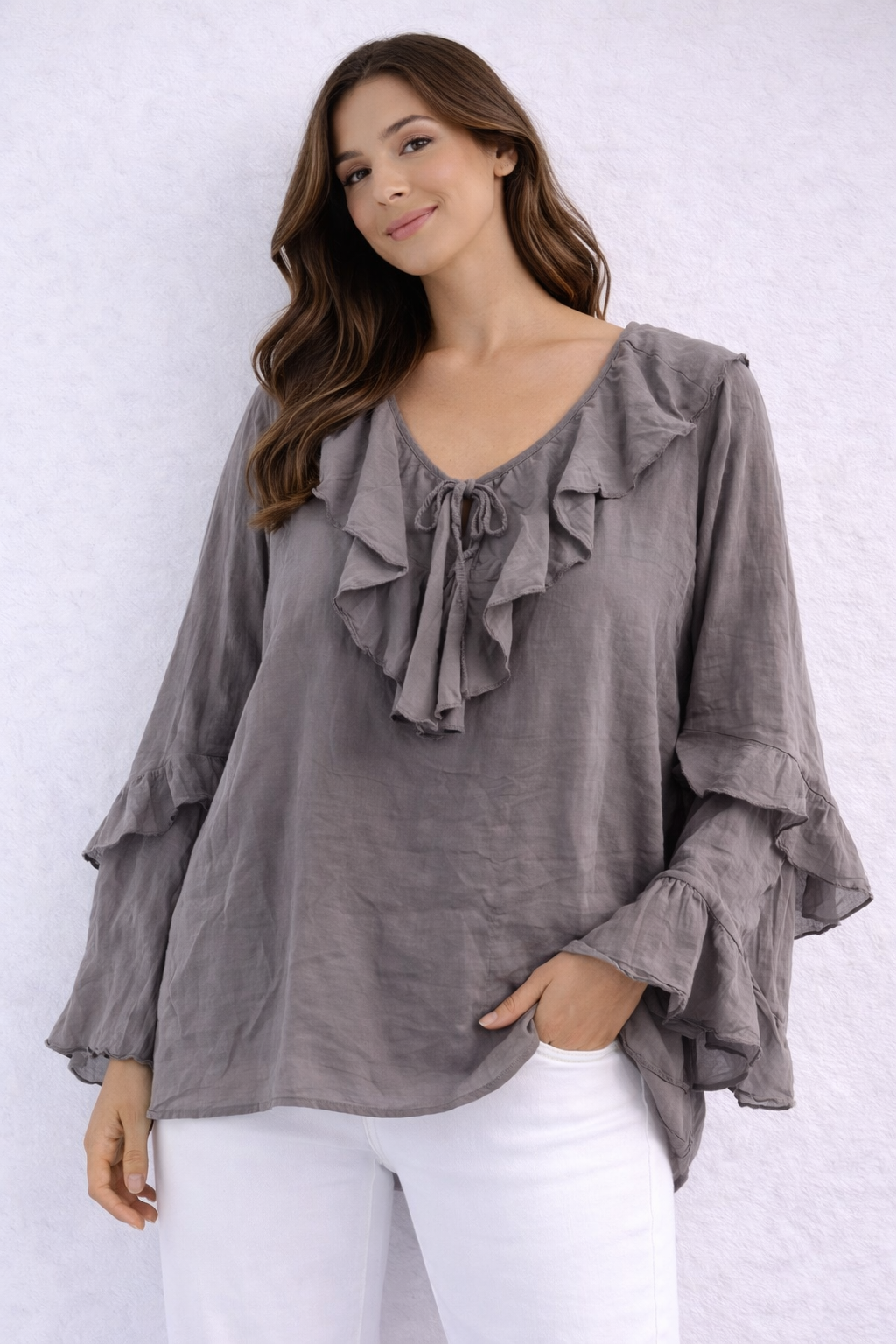 The Ruffle Neck and Sleeve Top