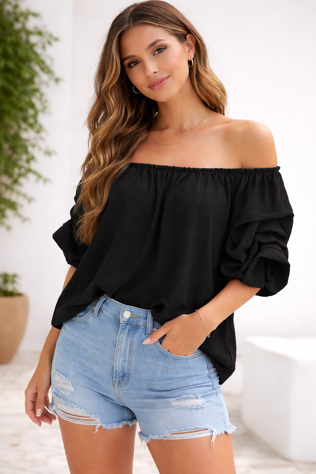 Ruffle Sleeve Blouse