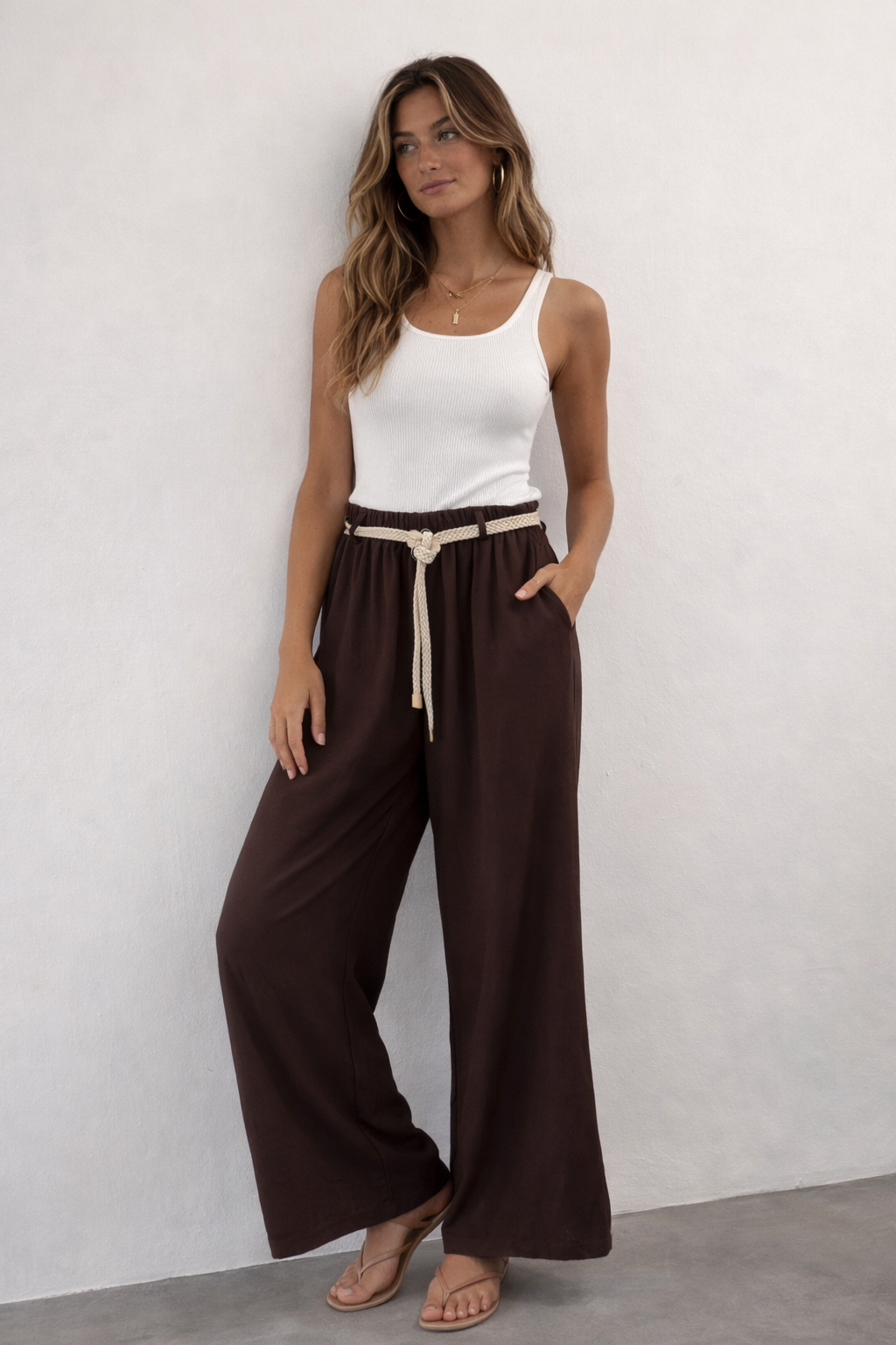 Belted Wide Leg Trousers