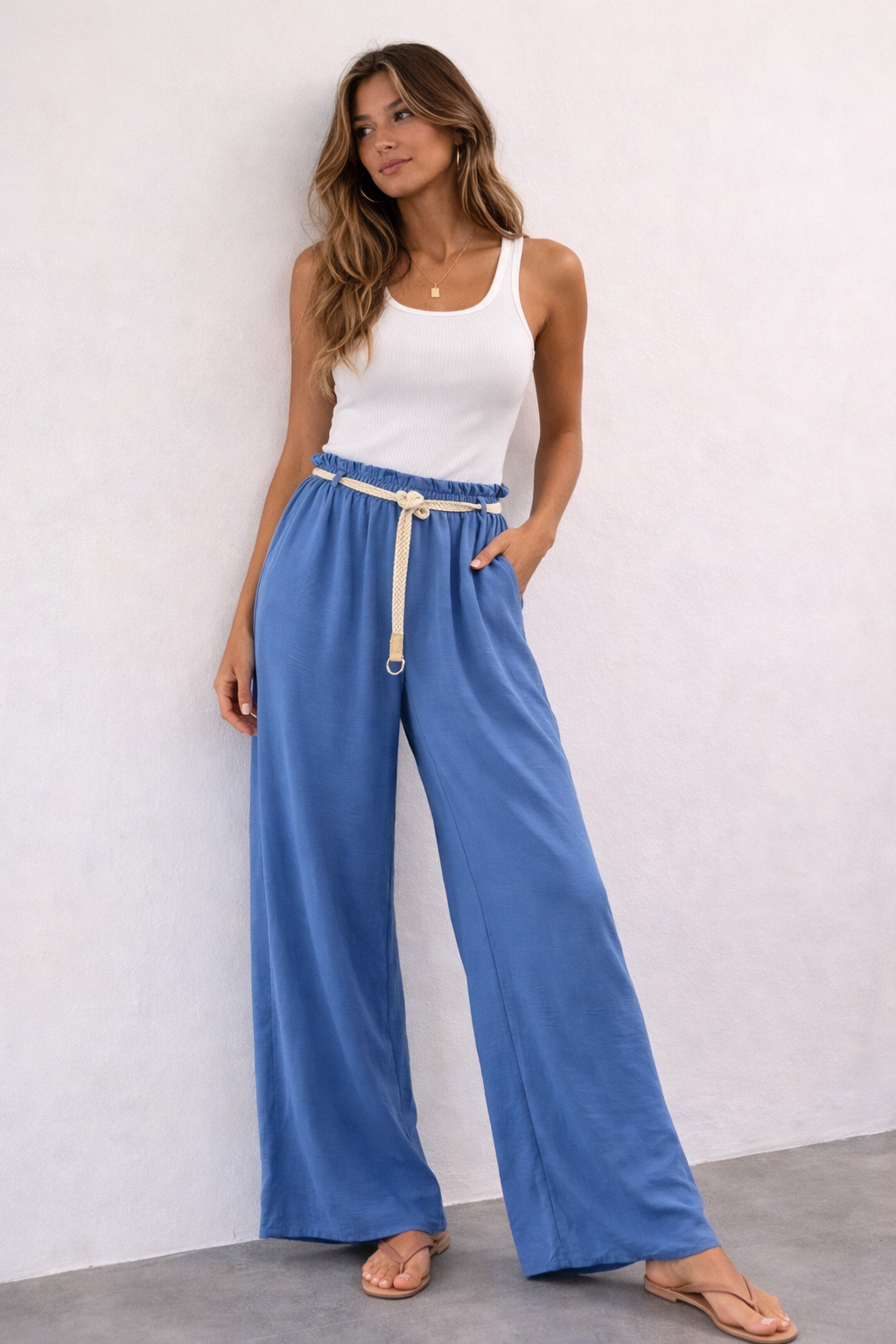 Belted Wide Leg Trousers