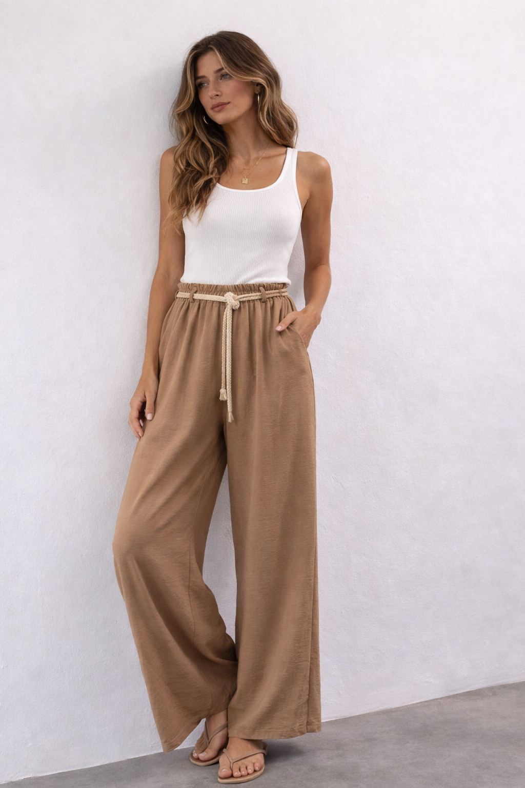 Belted Wide Leg Trousers