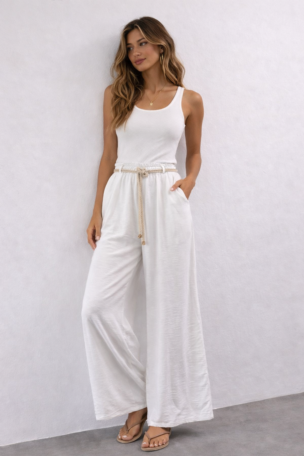 Belted Wide Leg Trousers