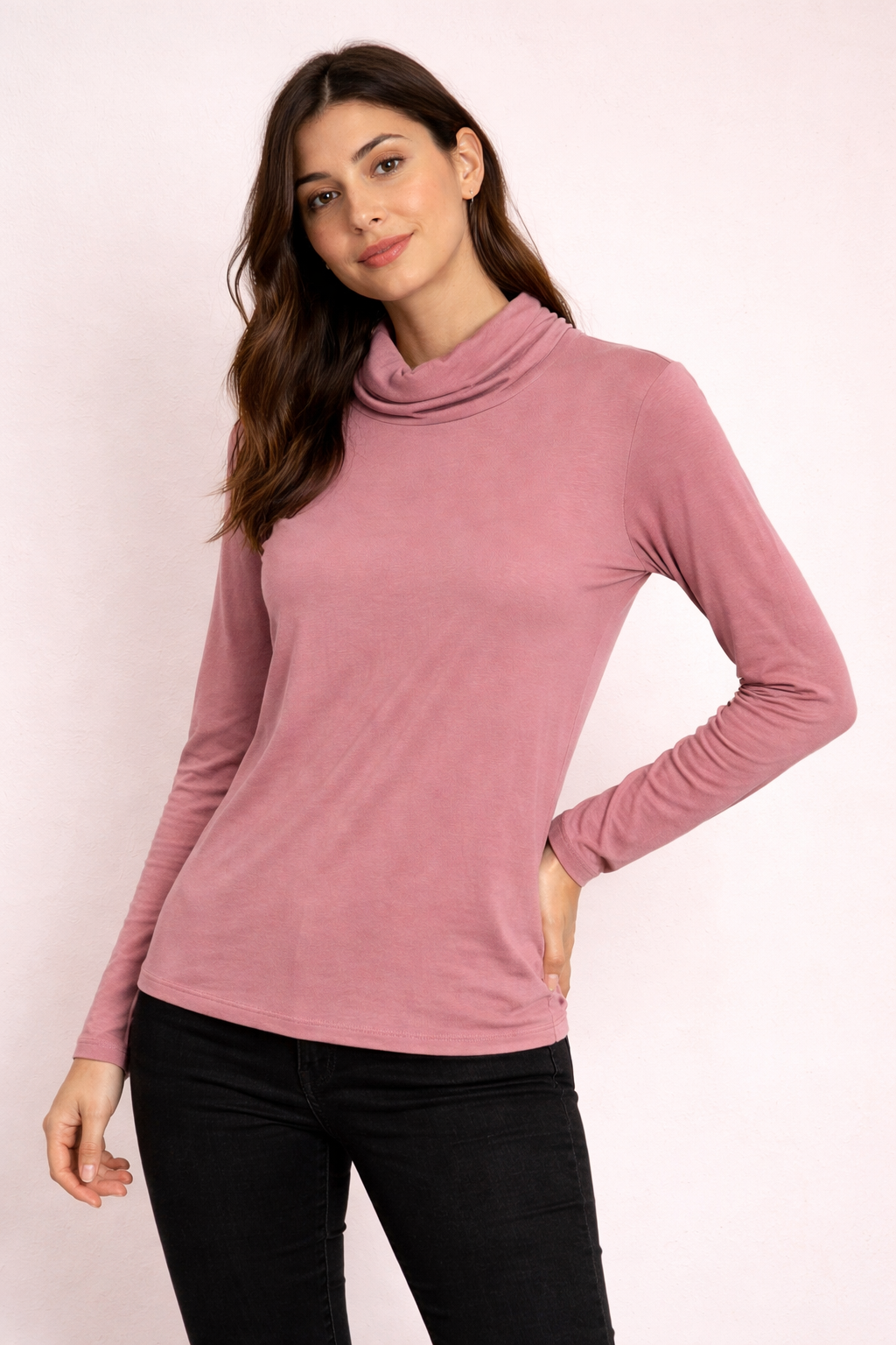 Super Soft Funnel Neck Long Sleeve Top
