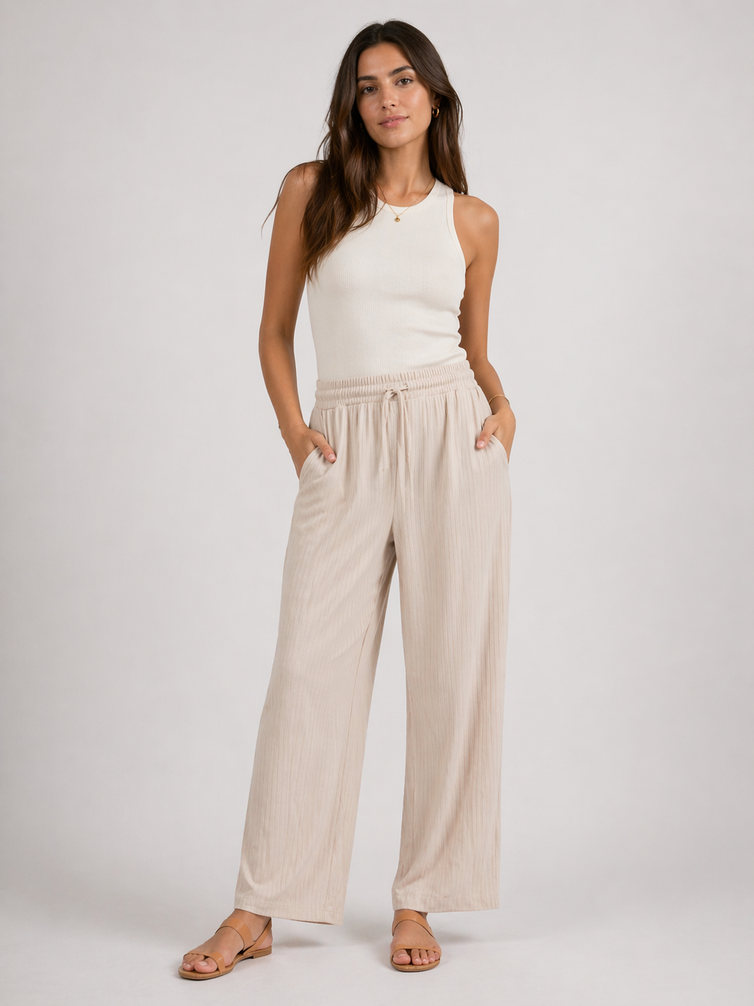 Ribbed Wide Leg Trousers