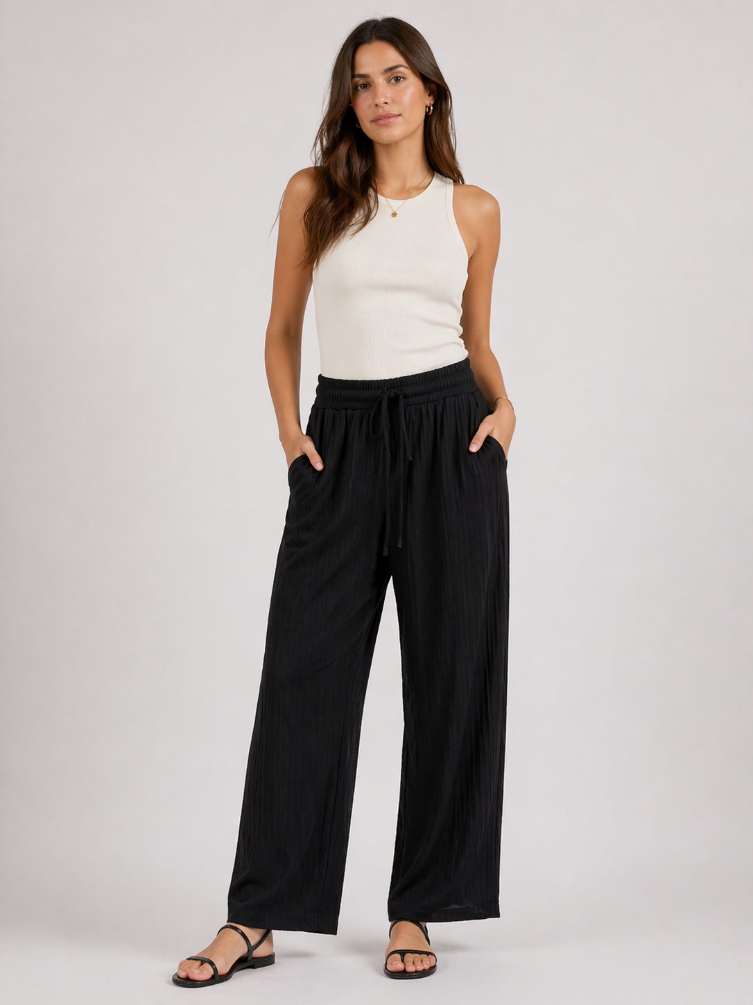 Ribbed Wide Leg Trousers
