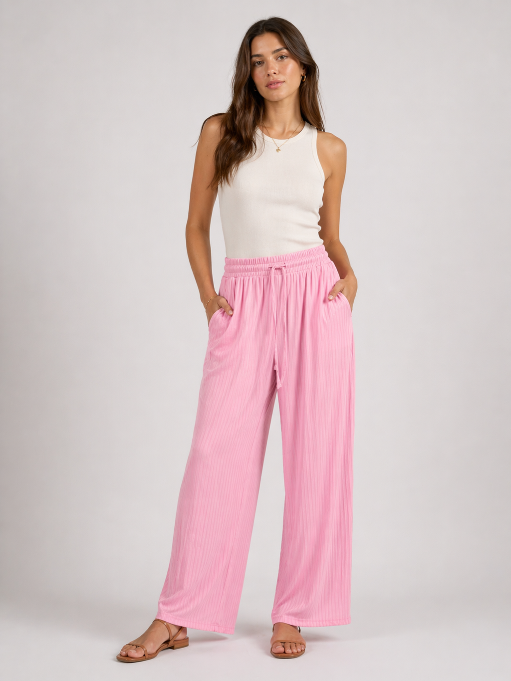 Ribbed Wide Leg Trousers