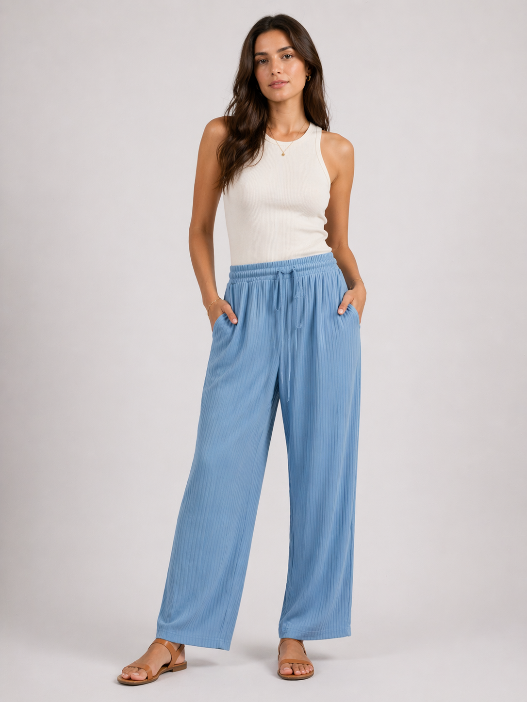 Ribbed Wide Leg Trousers