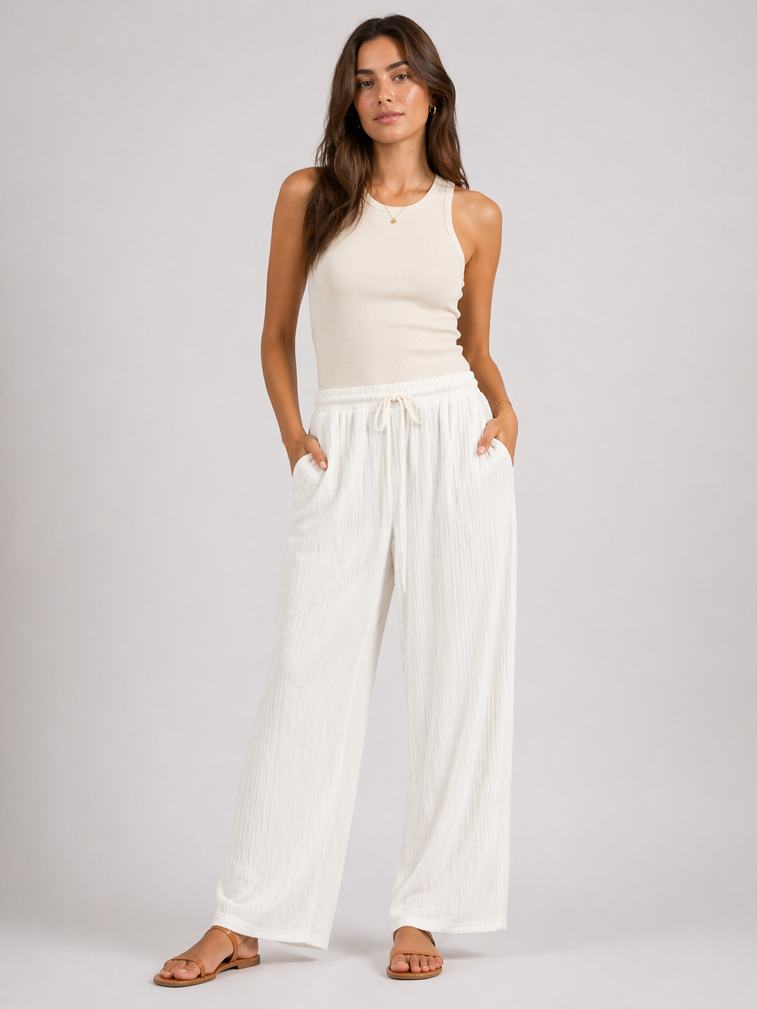 Ribbed Wide Leg Trousers
