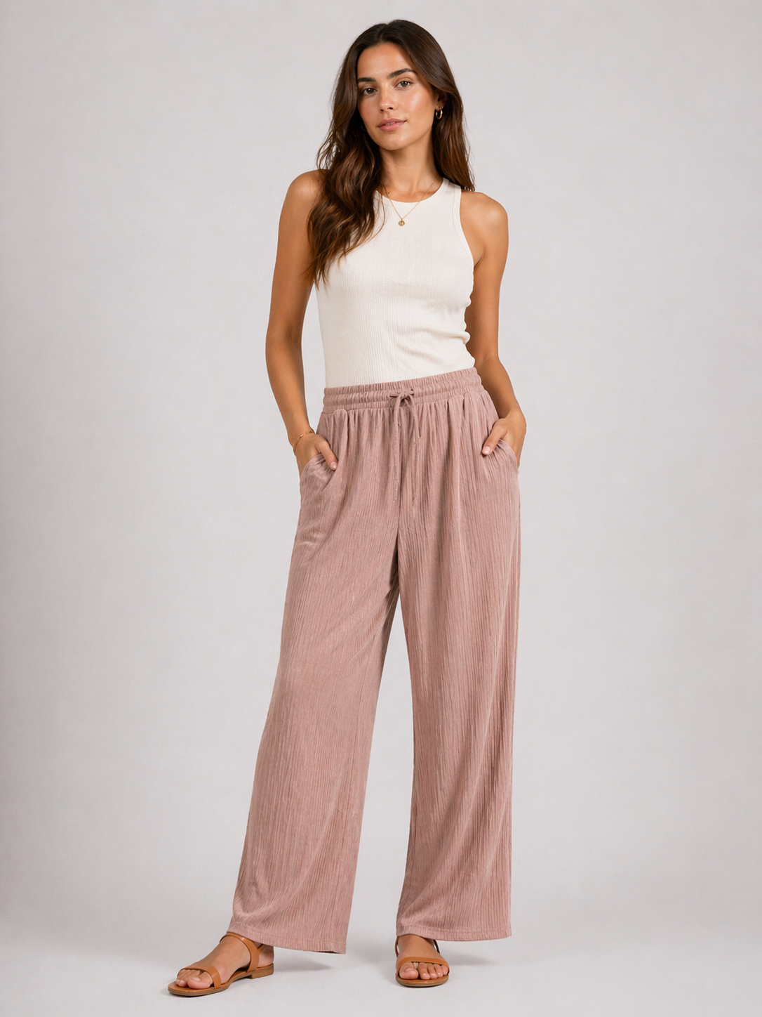 Ribbed Wide Leg Trousers