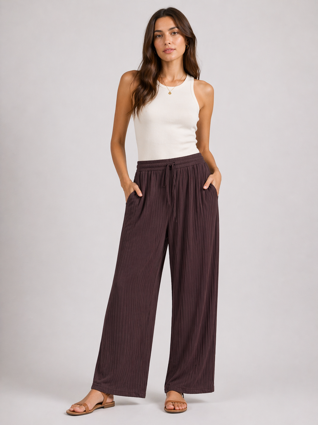 Ribbed Wide Leg Trousers
