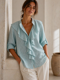 Plaid Ruffle Front Shirt