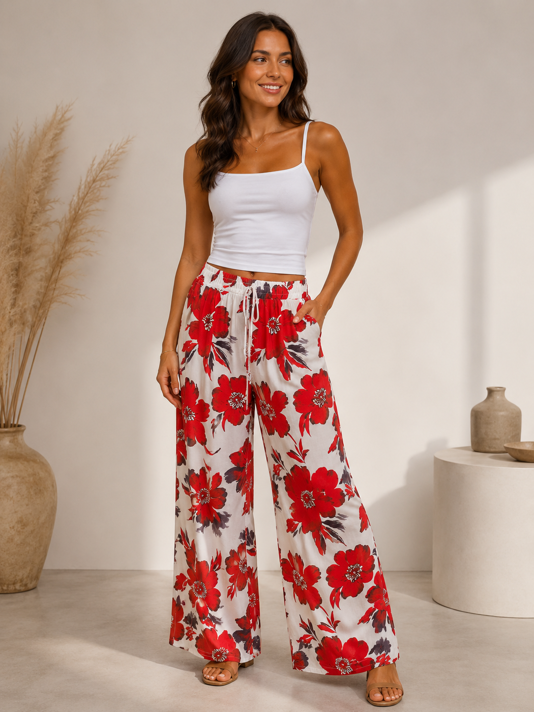 Floral Wide Leg Poppy Trousers