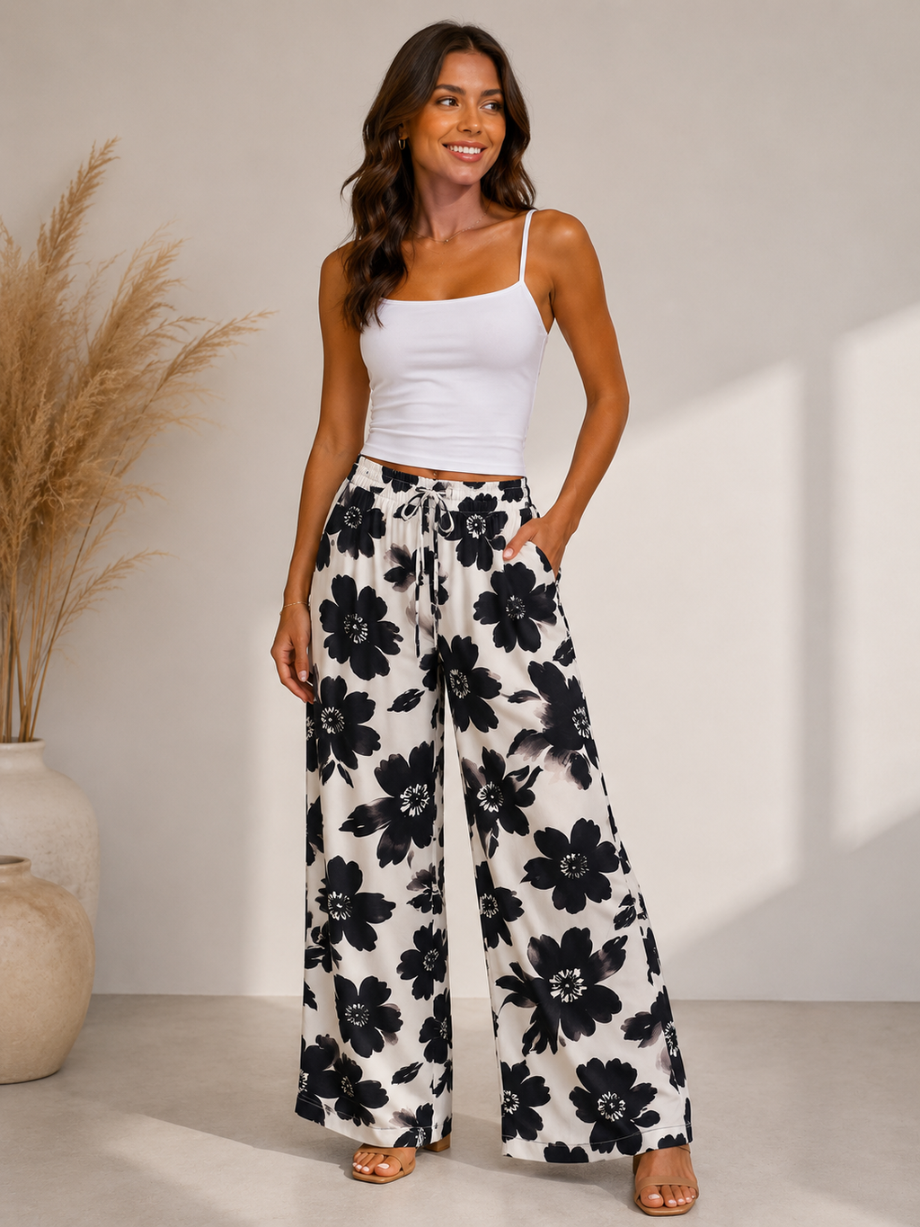 Floral Wide Leg Poppy Trousers