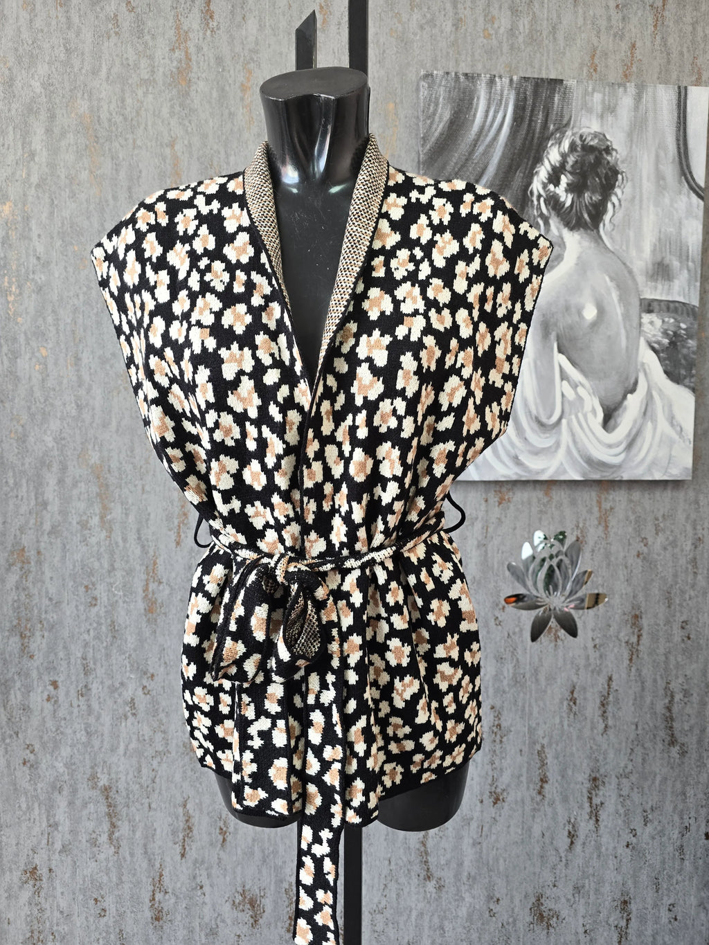 Leopard Print Belted Gilet