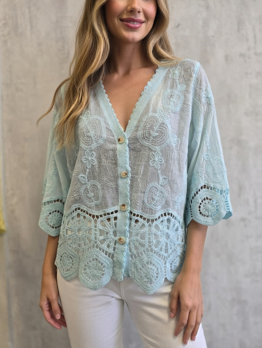 Lace Button Up Blouse