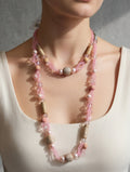 Beaded Long Necklace - Pink