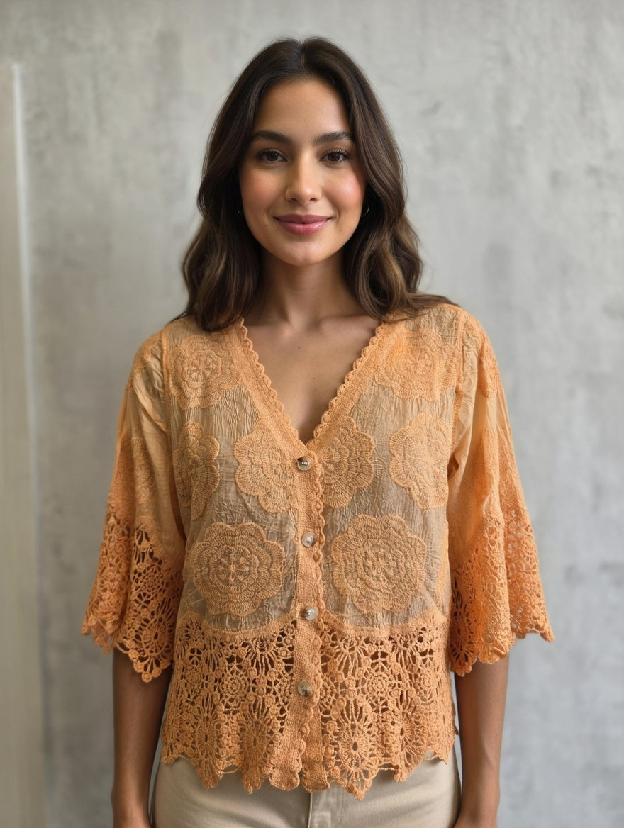 Lace Button Up Blouse