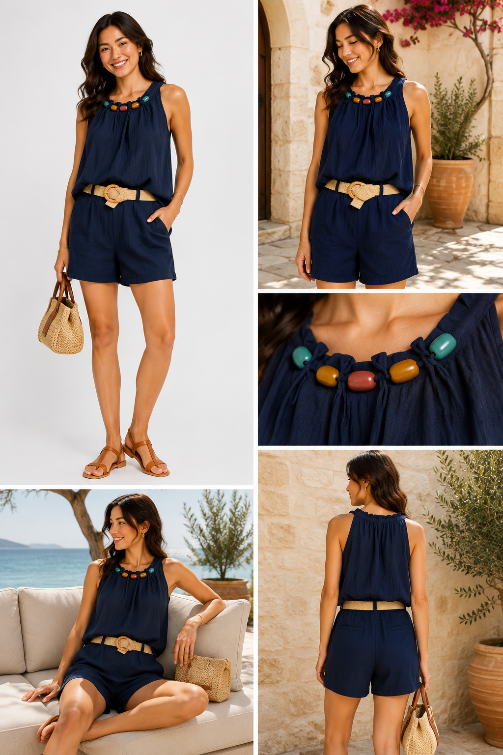 Sleeveless Top with Jewel Neckline
