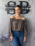 Animal Print Off The Shoulder Blouse